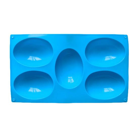 Easter Egg Silicone Mold 5 Cavity Egg Shape Easter Baking Mold Non-Stick Chocolate Mold Freezer Safe Mold for Jelly Ice Cream Candy Dessert