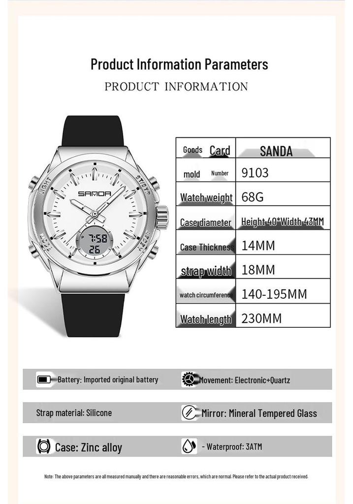 Orologio da donna Sanda Doppio Display: Multifunzionale, Luminoso, Impermeabile, alla Moda, Nuovo Modello con Sveglia e Timer per Studenti.