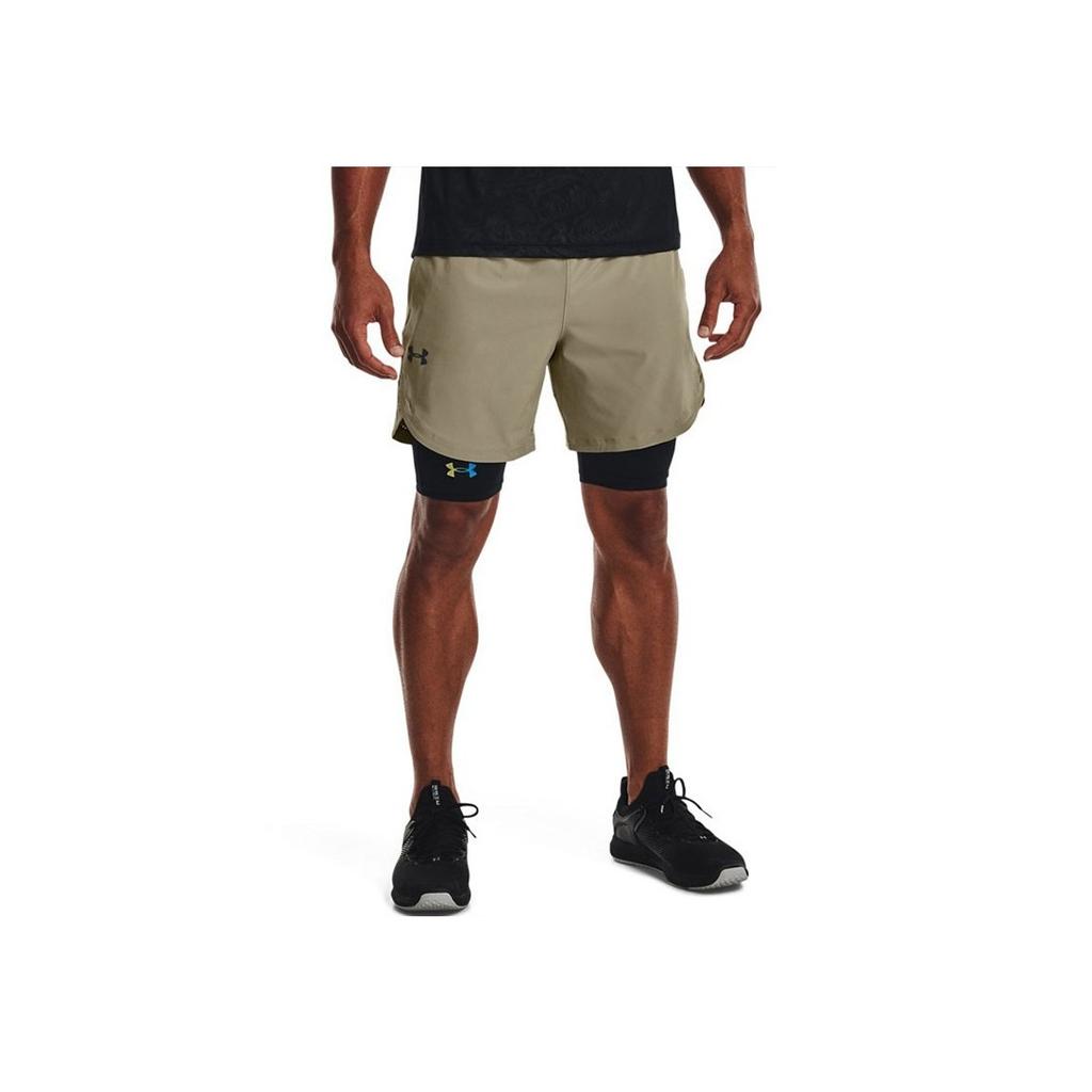 Under Armour SS22 Stretch Logo Lace-Up Breathable Training Shorts Men Bottoms Khaki 1351667-037