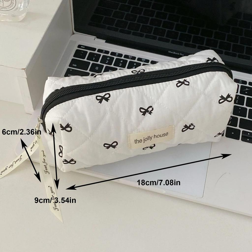 Geantă de machiaj pentru femei, model Cherry, geantă portabilă, drăguță, pentru cosmetice, toaletă, depozitare, geantă de mână din bumbac matlasată cu fermoar