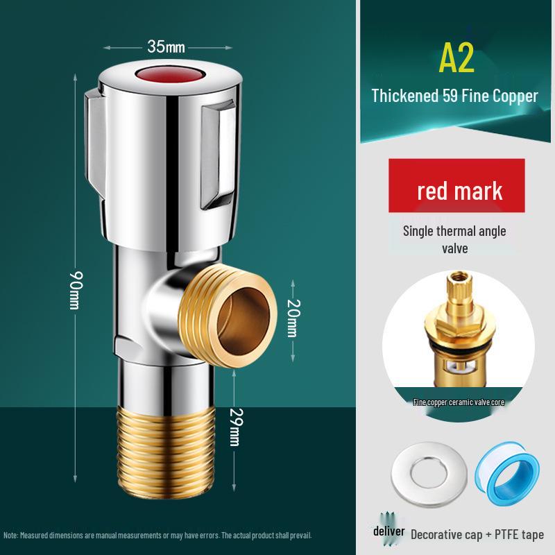 Household Full Copper 304 Stainless Steel Angle Valve for Kitchen & Bathroom – Cold & Hot Water Stop/Splitter Valve