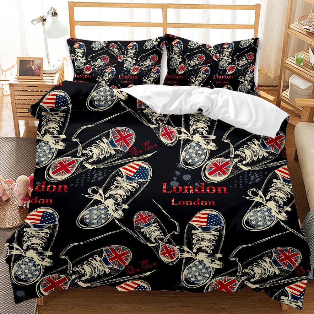 D digital printing urban design quilt cover bed grinding three-piece set