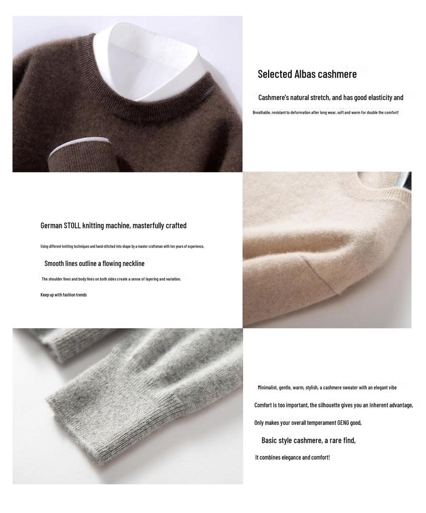 Pull en Cachemire pour Homme: Pull Col Rond Bas, Style Décontracté Chic pour l'Automne/Hiver 2025