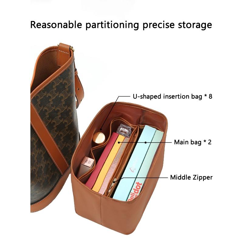 EverToner Travel Handbag Insert Twill Organizer Waterproof Liner For C-line Triomphe Bucket Bag