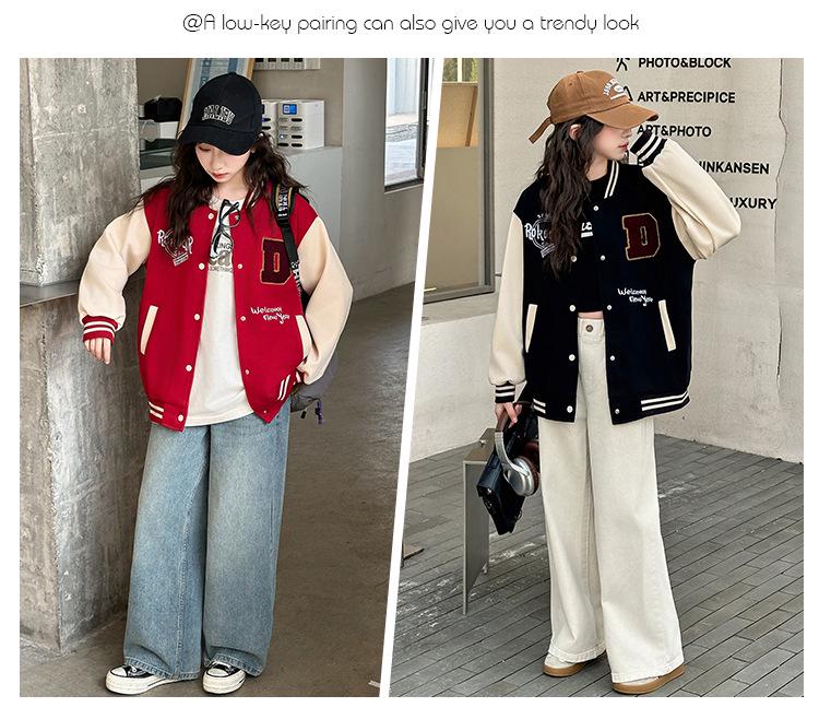 Girls' Stylish Baseball Jacket - 2025 New Spring/Autumn Fashion Outerwear for Big Kids