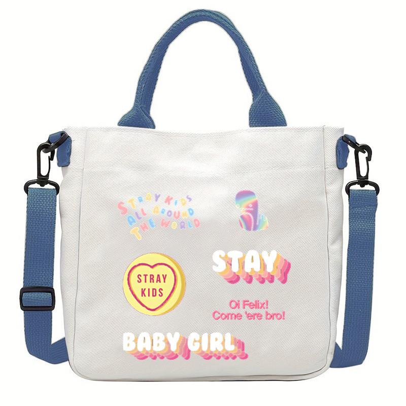 Felix Kpop Band Super Star Printed Crossbody Bag Casual Canvas Shoulder Bags
