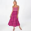Women's Long Beach Casual Elegant Spaghetti Strap Maxi Dress Plaid Print Low-key Flowing Bohemian Dress