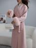 Elegant Women's Wool Coat with Detachable Real Fox Fur Trim for Autumn and Winter