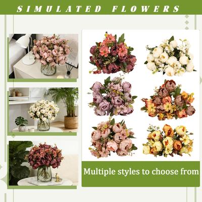 Kunstbloemenboeket - Realistisch Nepbloemenbos met Gemengde Bloemen & | Stelen Voor Vaasarrangementen, Huisdecoratie, Bruiloften, Tafeldecoratie