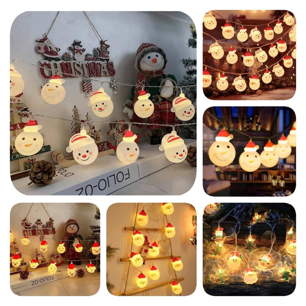 Led Battery Snowman Santa Claus Elk Fairy String Lights Outdoor Xmas Decor Tree