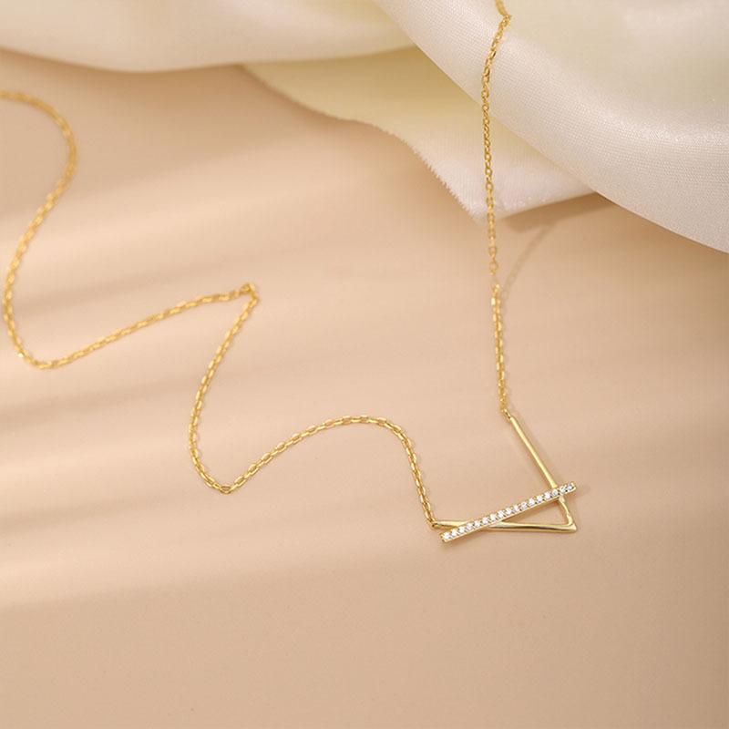 925 Sterling Silver V-shaped Geometric Necklace for Women Simple Clavicle Chain Necklace Colar De Prata Gifts Wedding Jewelry