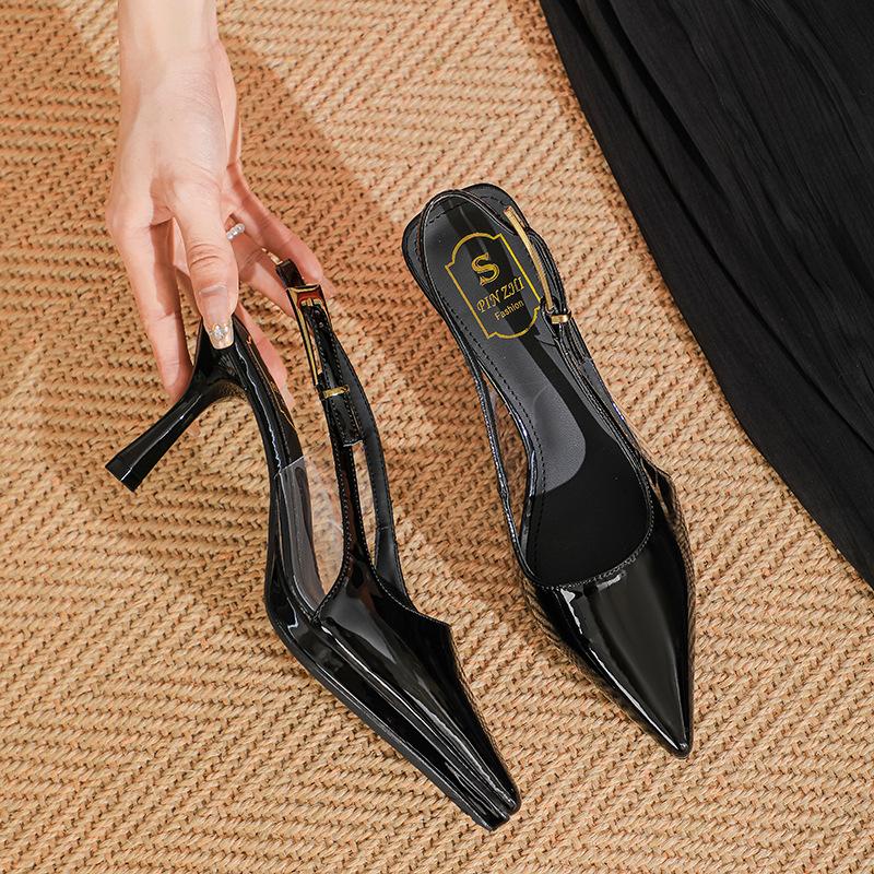 

C літні нові гостроносі туфлі-стілетто на високих підборах тілесного кольору, не втомлюють ноги, порожні босоніжки жіночі 39