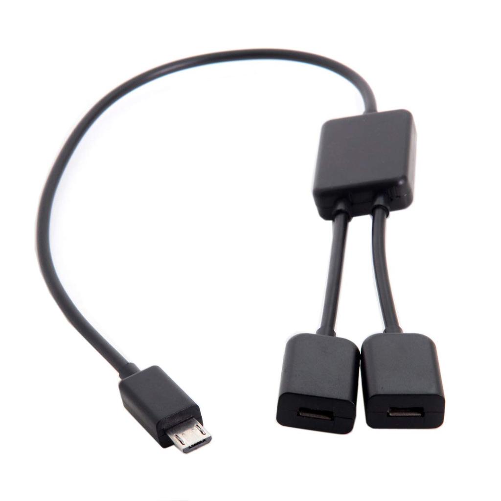 JSER Micro USB To Dual Port Micro USB Female Hub Cable for Flash Laptop, Mouse, Disk.