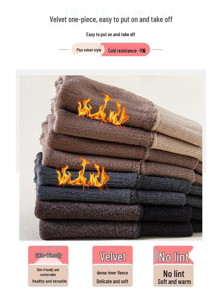 Girls' Fleece-Lined Warm Pants with Fur-Trimmed Cuffs for Autumn and Winter