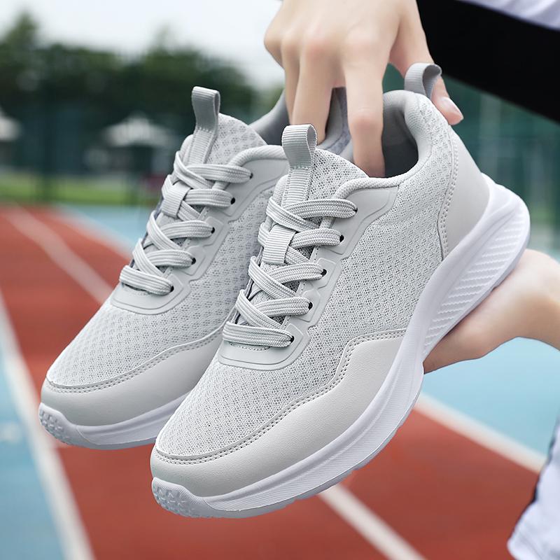 Men Breathable Mesh Running Shoes Black Thick Soled Sports Anti Slip Cushioning Walking Shoe Lightweight Fitness Training Shoes