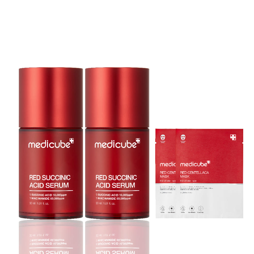 Medicube Succinic Acid Skin Texture Care Facial Serum 30ml x2 (+ 2 Sheet Masks)