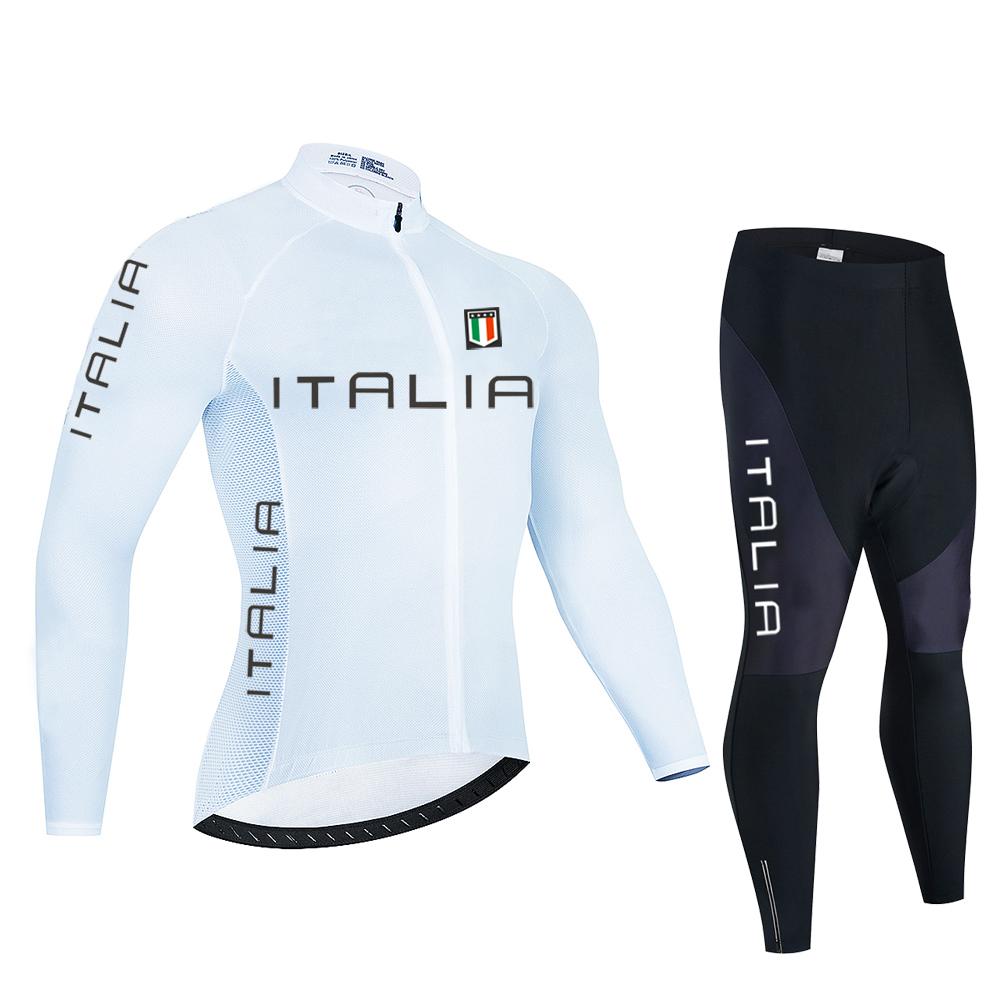 ITALIA Neues Pro Team Atmungsaktives Langarm Herren Fahrradtrikot Set MTB Fahrradbekleidung Herbst Fahrradkleidung Maillot Ropa Ciclismo