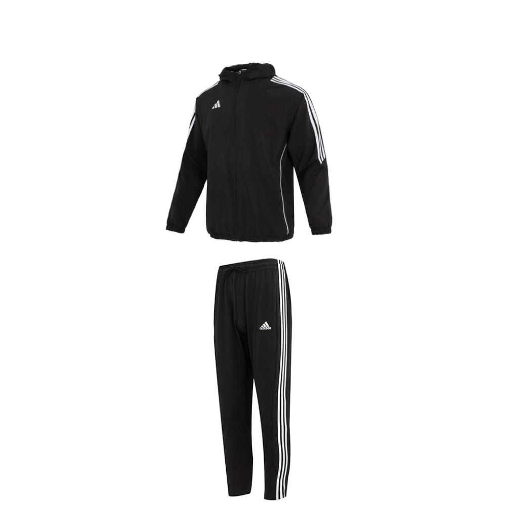 

Adidas Sports Lifestyle Series Logo Zip-Up Hooded Comfortable Jacket Breathable Striped Knit Long Pants Casual Sports Set Men Sports Set IM8806+IC0044 L