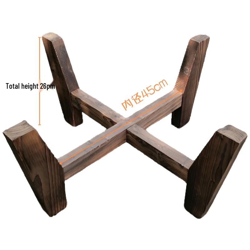 Rustic Carbonized Wood Plant Stand with Cross Base