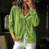 Women's Button Down Hooded Cardigan Long Sleeve Loose Fit Color Casual Top