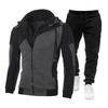 Men's Two-Piece Color Block Hooded Cardigan & Joggers Set
