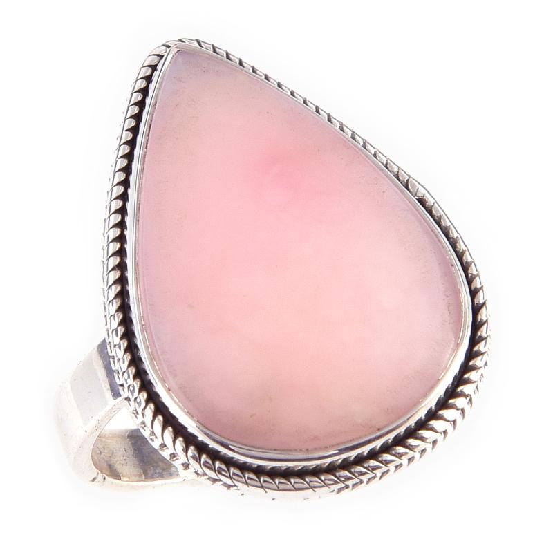 Natural Pink Opal Gemstone Handmade 925 Solid Sterling Silver Ring Size 7 J6F14