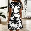 Ladies V Neck Elegant Lotus Floral Printed Plus Size Summer Short Sleeve Gown