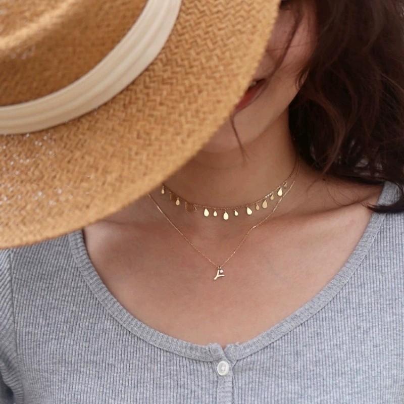 Factory Fine Jewelry 925 Sterling Silver 26 Letters Pendant Necklaces for Women Dainty Versatile Daily Wear Necklace