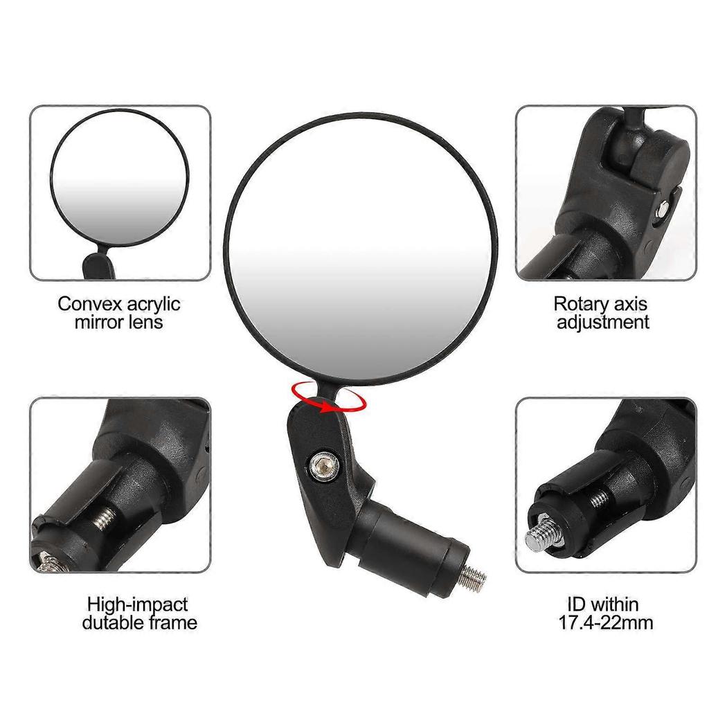 Bar End Bike Mirrors, HD Wide Angle Bicycle Rear View Mirrors, 360 Dregree Adjustable Rotation Handlebar Convex Mirror