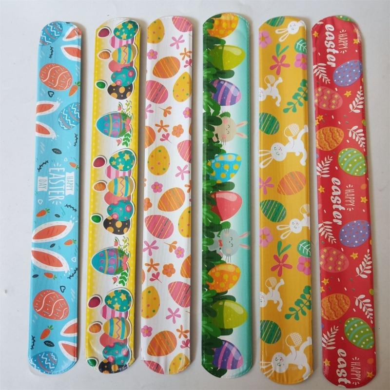 Set of 48pcs Easter Wristbands Surprise Snap Bracelets for Easter Parties Gatherings Snap Bracelets in Various Styles