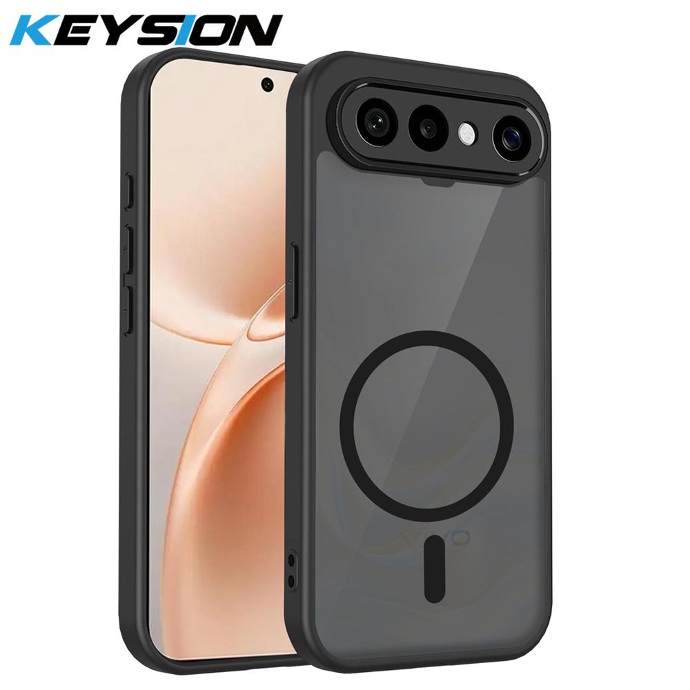 

KEYSION Magnetic Phone Case for for VIVO X300 FE 5G Soft Silicone+PC Matte Translucent Black Shockproof Cover for VIVO X300 FE for VIVO X300 FE чёрный