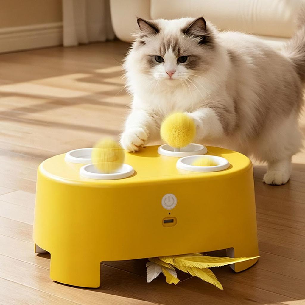 Whack A Mole Cat Toy Interactive Electric Teasing Stick Catnip Cat Cheese Toy Box