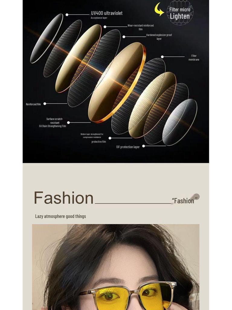 Unisex 2-in-1 Anti-Glare Night Vision Myopia Glasses with Whitening Frame for Driving