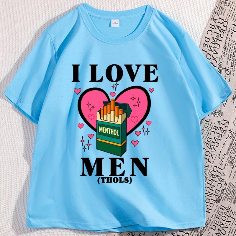 

Funny I Love Menthol T Shirt Casual Loose Round Neck Short Sleeve Tshirt Cotton Y2k Printed Tshirt Casual Comfortable Tops 4XL