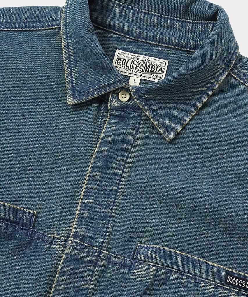 COLUMBIA UNIVERSITY Columbia Trajan Label Hidden Pocket Denim S/S Shirts Midnight Denim