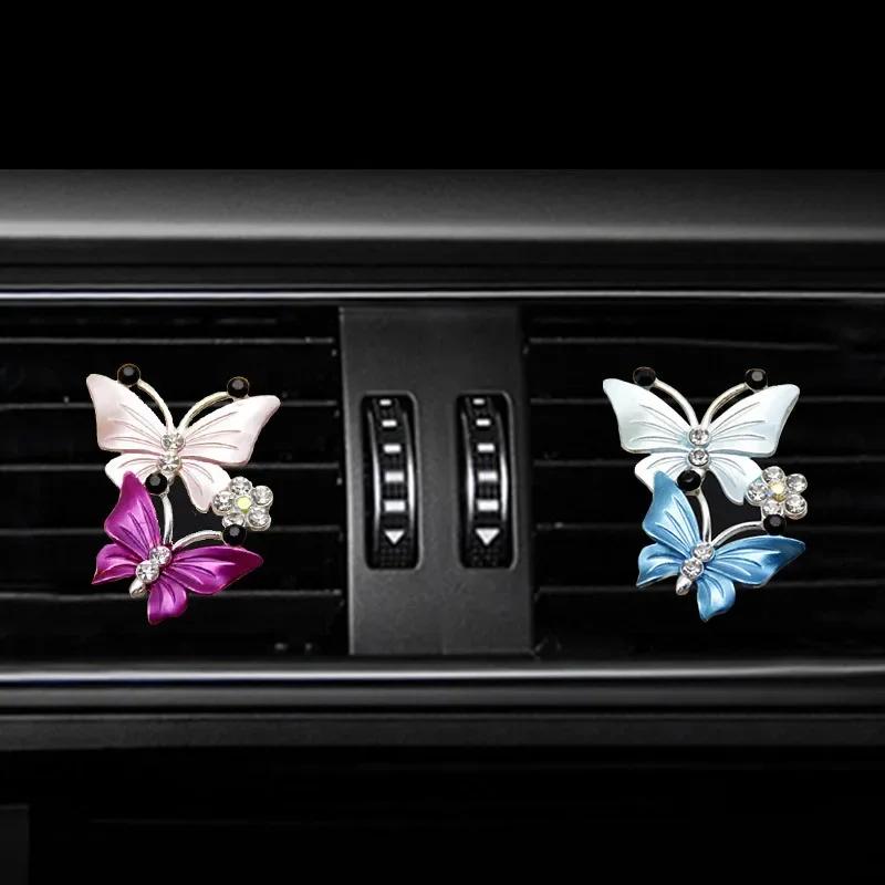 Car Air Conditioning Outlet Perfume Decoration Clip Dual-color Double Butterfly Car Interior Air Purification Decoration Clip