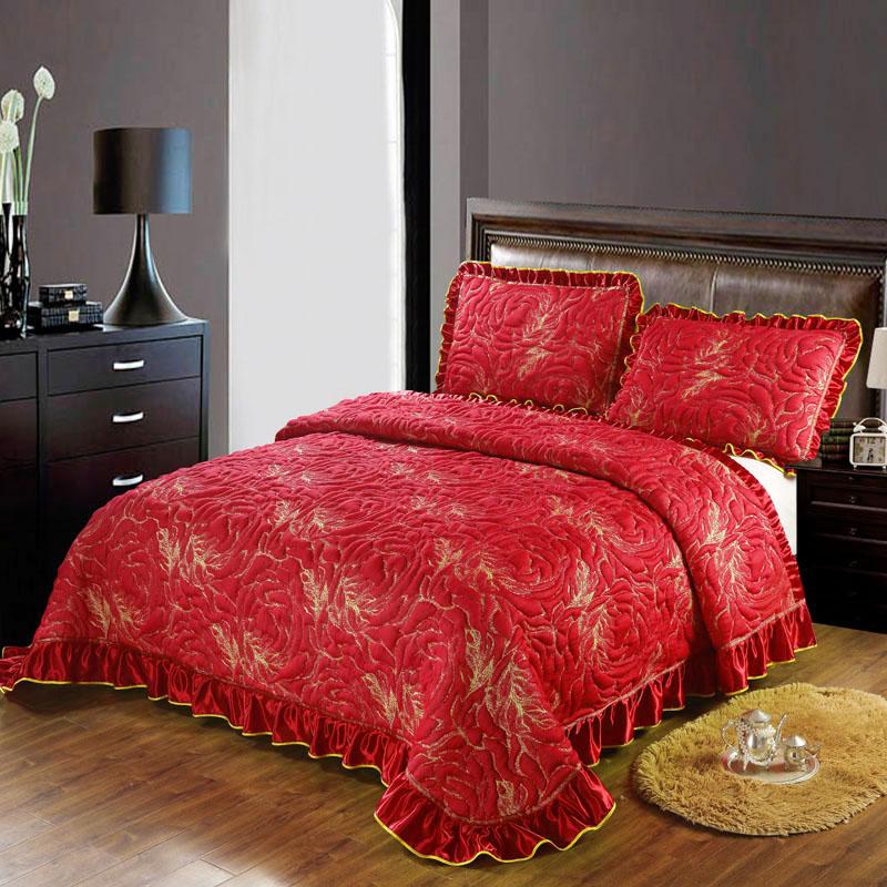 Luxury Soft Knitted Cotton Ruffles Bed Skirt, Bedspread Coverlet, Double Bed Cover Set, Blanket, Linen Pillowcases, Home Textile