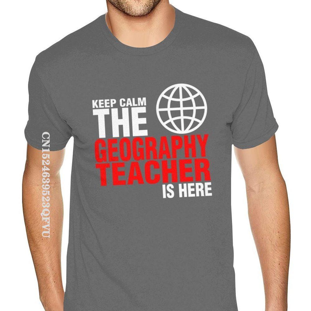 Grafisches Keep Calm Der Erdkundelehrer ist da T-Shirt für Männer Druck Gothic-Stil Anime-T-Shirt Hip-Hop-Druck T-Shirts