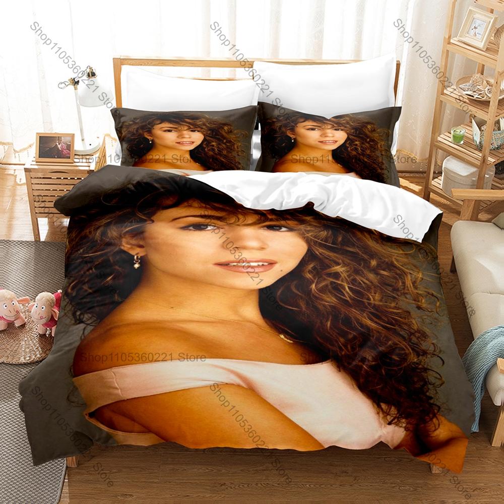 Iconic Singer Mariah Carey Bedding Set It’s Time Christmas Tour Aesthetic Signature Zipper Soft Fabric Decor Mariah Carey Lovers