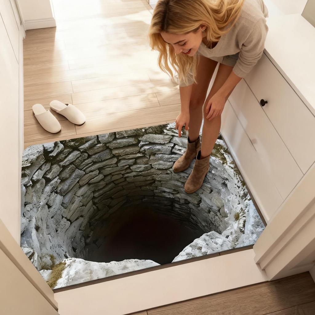 Optical Illusion Door Mat Abyss Illusion Non-Slip Absorbent Doormat 20x32 Inch Machine Washable Rugs for Indoor Outdoor Bathroom
