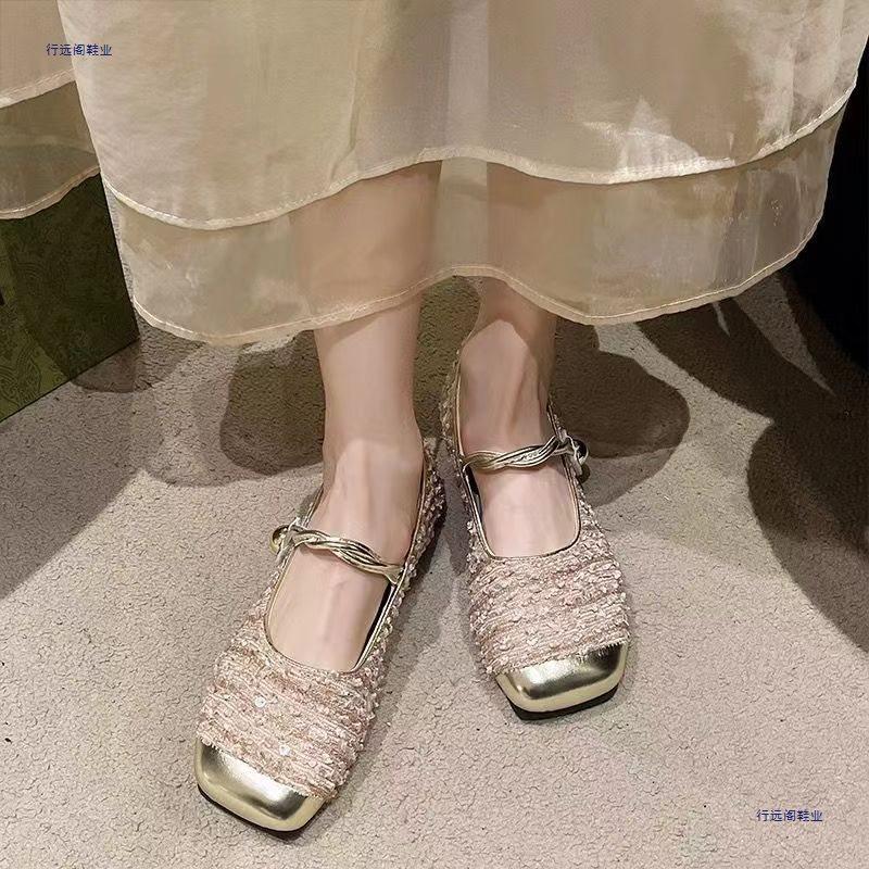 Sequined Mary Jane single shoes women's shoes new spring and summer flat-bottomed temperament gentle shoes shallow mouth