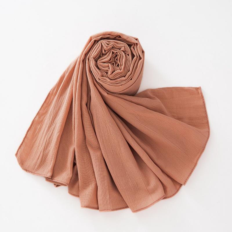 New Breathable Crumpled Scarf For Women Girls Solid Scarves Soft Cotton Wrinkle Pashmina Shawl Foulard Winter Warm Wrap Shawls