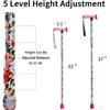 Walking Cane for Men and Women, Foldable Floral Lightweight Adjustable Portable for Folding Canes, Comfortable T-Handle for Seniors Adults