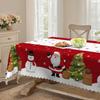 Christmas Tablecloth, Santa Snowman Christmas Tree Print, Waterproof And Oil-Proof Tablecloth, Round Table Square Tablecloth