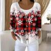 Damemote Langermet Christmas Snowman Snowflake Print Jakke Cardigan