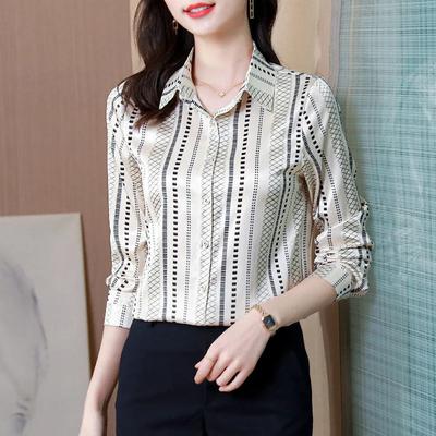 Chemise à manches longues pour femme, tempérament printanier, automne, revers, chemise professionnelle personnalisée