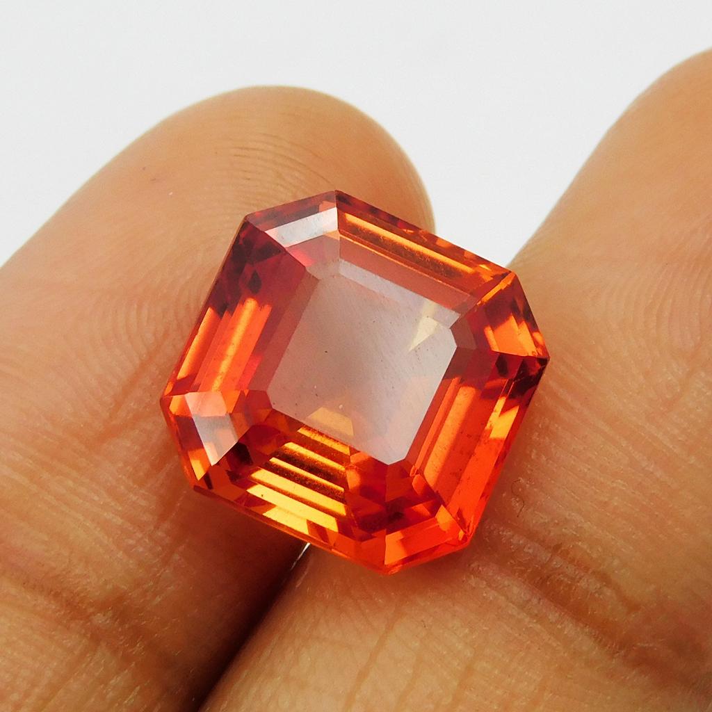 Natural Orange Sapphire Loose Gemstone 8.95 Ct Square Cut September Birthstone for Gem Collections
