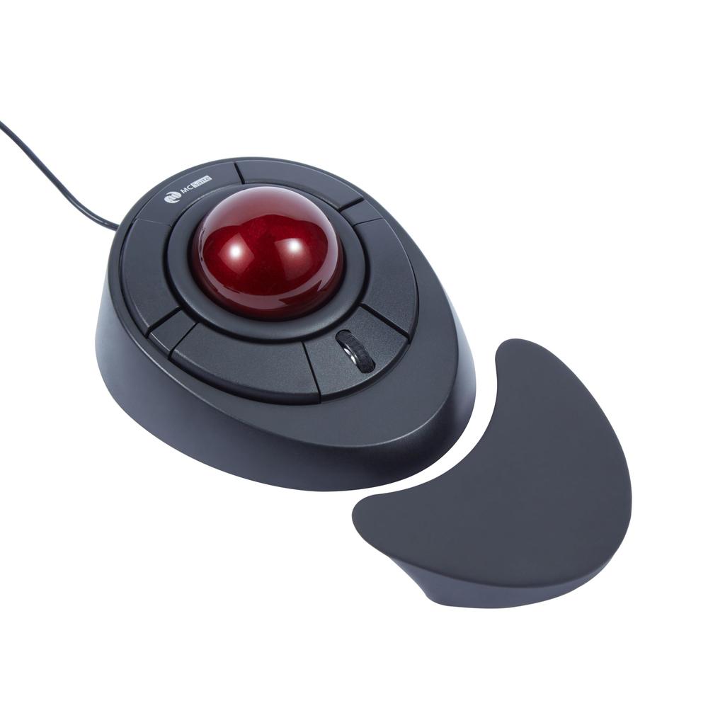 MCSaite Trackball Mouse, Optical USB, 5-Function Buttons, Wired Connection, PCMac Compatible, BlackRed
