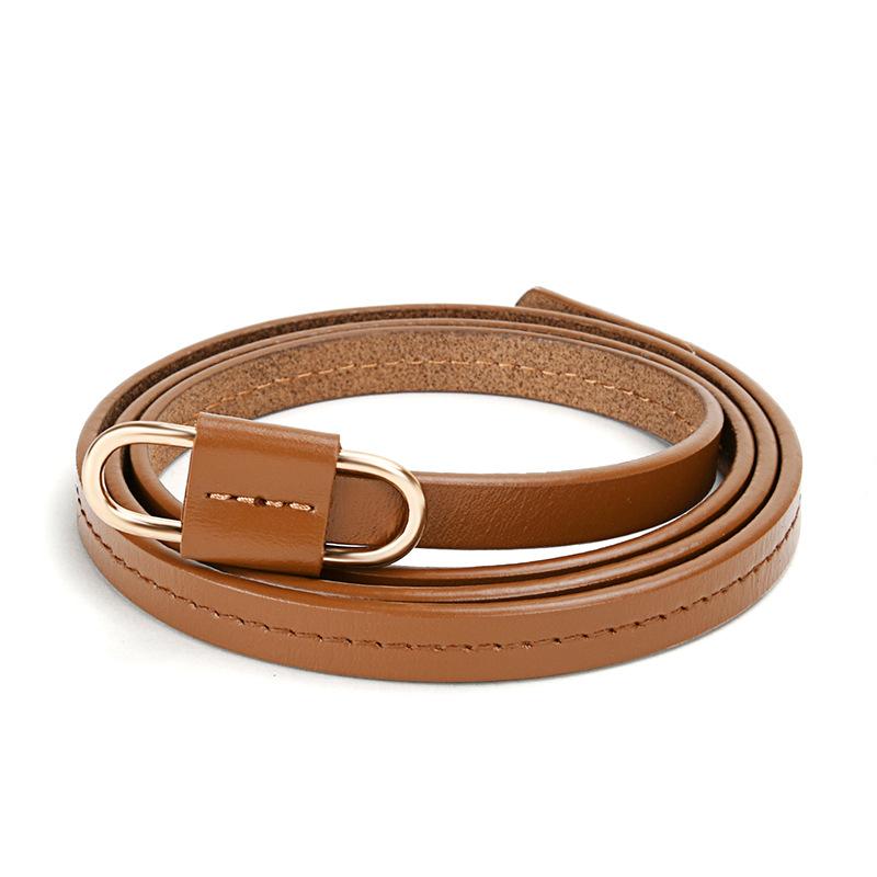Women's Soft Leather Belt Cowhide Belt Genuine Leather Thin Belt Without Punching Leather