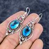 Blue Topaz Gemstone Handmade 925 Sterling Silver Jewelry Earring 2.21" M-3298